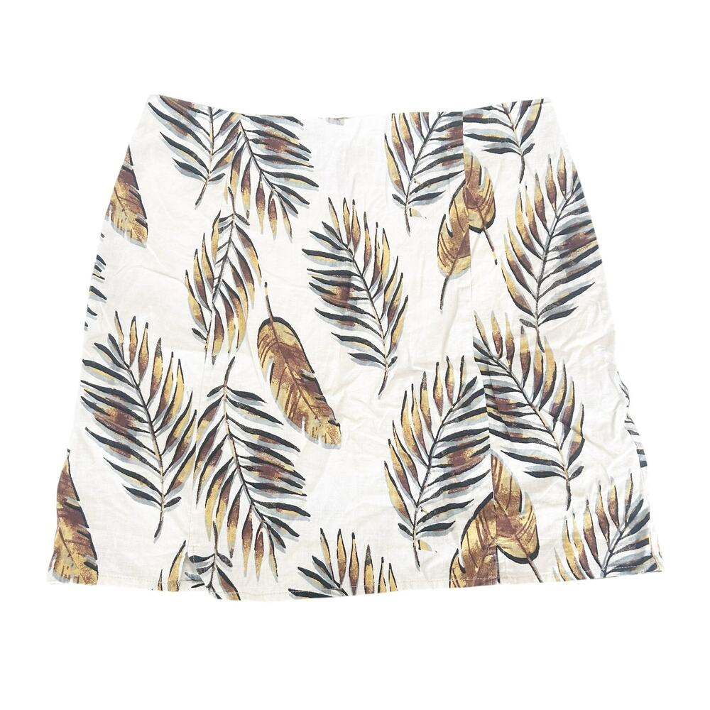 Kittenish Palm Leaf Linen Skirt Sz L